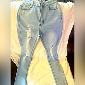 Brand new fashion nova high waist skinny distressed jeans size 3/4